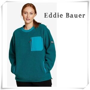 Eddie Bauer EBtek Fleece Crew Neck Pullover in Dark Teal Blue Size XS NWT